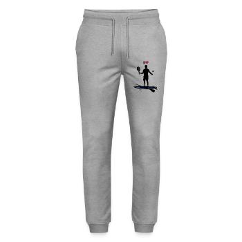 I love padel - humor, paddle and sport - Stanley/Stella Mover Unisex Organic Jogging Trousers - heather grey - Front - Marisol (170cm) & Nik (191cm)