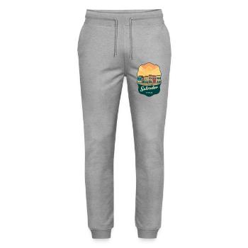Salvador Brazil Vintage Travel Poster Art - Stanley/Stella Mover Unisex Organic Jogging Trousers - heather grey - Front - Marisol (170cm) & Nik (191cm)