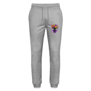 Beltane Blessings May Day Mystical Flower - Stanley/Stella Mover Unisex Organic Jogging Trousers - heather grey - Front - Marisol (170cm) & Nik (191cm)