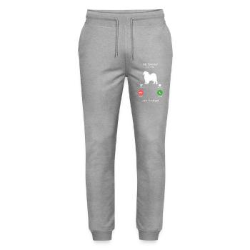 Interface téléphonique Samoyède appelant le chien drôle - Pantalon de jogging bio MOVER Stanley/Stella unisexe - gris chiné - Devant - Marisol (170cm) & Nik (191cm)