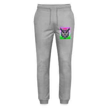 Eule - Stanley/Stella Unisex Bio Jogginghose Mover  - Grau meliert - Vorne - Marisol (170cm) & Nik (191cm)