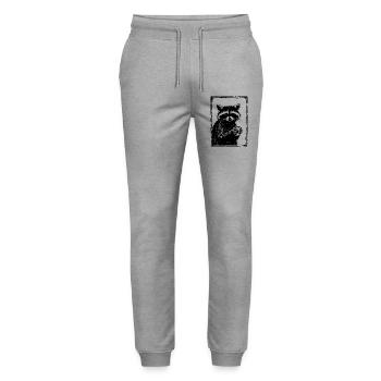 Barista Raccoon - Stanley/Stella Mover Unisex Organic Jogging Trousers - heather grey - Front - Marisol (170cm) & Nik (191cm)