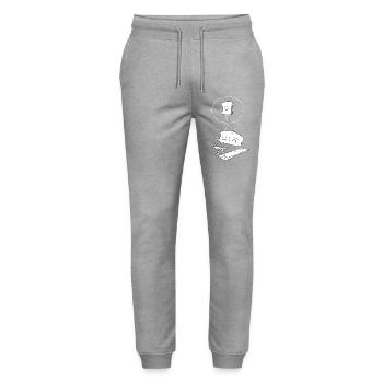 Lustiges Fitnessstudio Gewichtsverlust Kein Laufen – Kein Brennen - Stanley/Stella Unisex Bio Jogginghose Mover  - Grau meliert - Vorne - Marisol (170cm) & Nik (191cm)