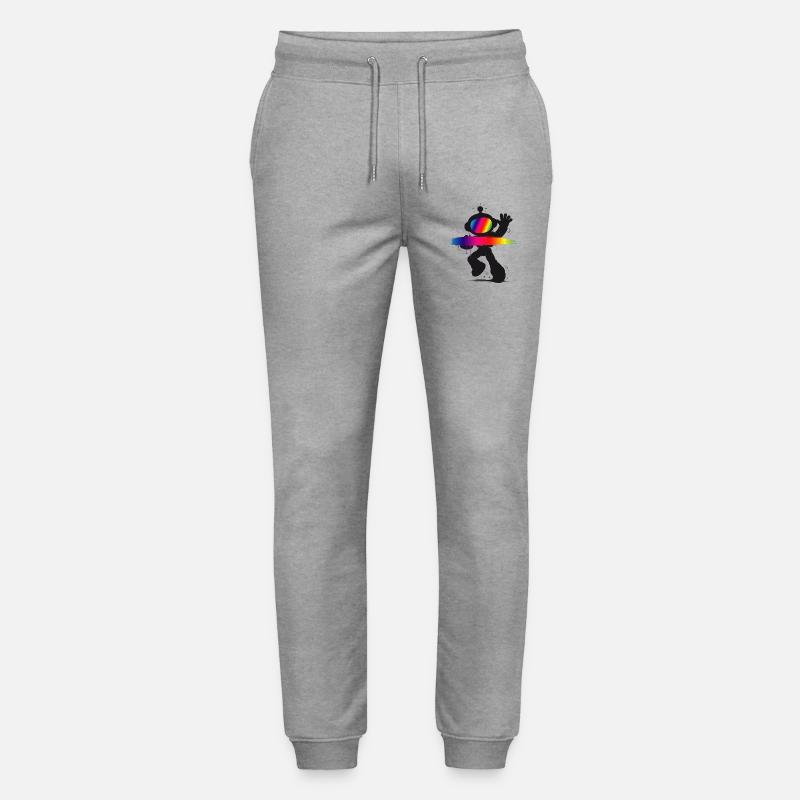Robot Silhouette Rainbow Splash Design - Stanley/Stella Mover Unisex Organic Jogging Trousers - heather grey