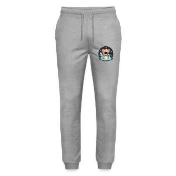 Chic surfer bear with blue glasses - Stanley/Stella Mover Unisex Organic Jogging Trousers - heather grey - Front - Marisol (170cm) & Nik (191cm)