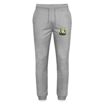 Jungle Animal Magic: Tiger in the Rainforest - Stanley/Stella Mover Unisex Organic Jogging Trousers - heather grey - Front - Marisol (170cm) & Nik (191cm)