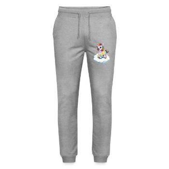 Cute rainbow zebra on cloud kawaii - Stanley/Stella Mover Unisex Organic Jogging Trousers - heather grey - Front - Marisol (170cm) & Nik (191cm)