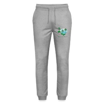 Mallorca Palm Island Sunset - Stanley/Stella Mover Unisex Organic Jogging Trousers - heather grey - Front - Marisol (170cm) & Nik (191cm)