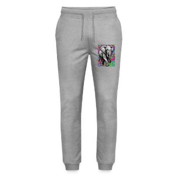 Elefant - Stanley/Stella Unisex Bio Jogginghose Mover  - Grau meliert - Vorne - Marisol (170cm) & Nik (191cm)