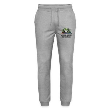 Mème clavier grenouille – Réunion au lieu d’email - Pantalon de jogging bio MOVER Stanley/Stella unisexe - gris chiné - Devant - Marisol (170cm) & Nik (191cm)