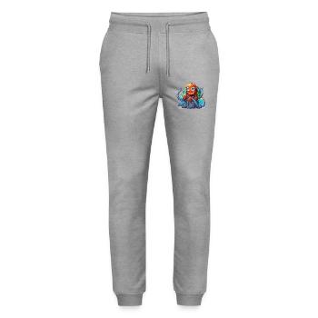 Travel Octopus with Globe - Stanley/Stella Mover Unisex Organic Jogging Trousers - heather grey - Front - Marisol (170cm) & Nik (191cm)