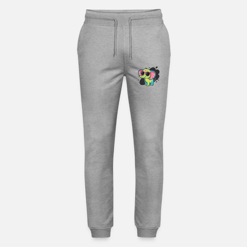 Bunter Elefant mit rosa Brille - Stanley/Stella Unisex Bio Jogginghose Mover  - Grau meliert