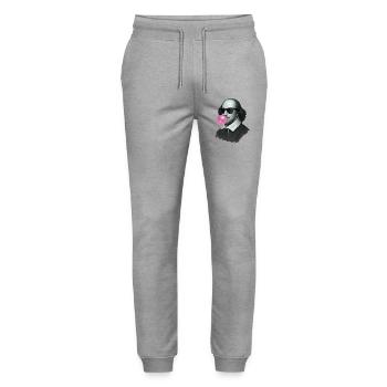 William Shakespeare avec du chewing-gum et des lunettes de soleil - Pantalon de jogging bio MOVER Stanley/Stella unisexe - gris chiné - Devant - Marisol (170cm) & Nik (191cm)
