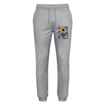 Yellow Sunflowers Flowers Sunflower Graphics - Stanley/Stella Mover Unisex Organic Jogging Trousers - heather grey - Front - Marisol (170cm) & Nik (191cm)