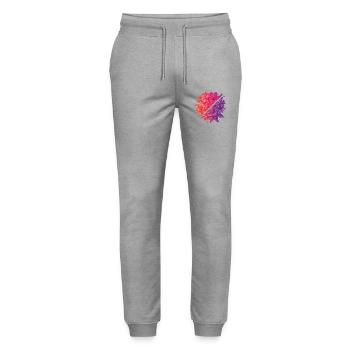 Blumen & Regenbogen-Diagonale - Stanley/Stella Unisex Bio Jogginghose Mover  - Grau meliert - Vorne - Marisol (170cm) & Nik (191cm)