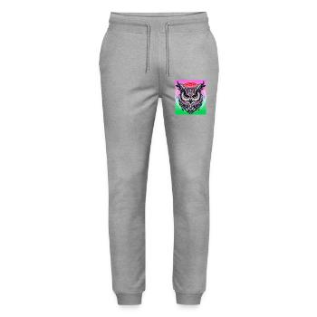 Eule - Stanley/Stella Unisex Bio Jogginghose Mover  - Grau meliert - Vorne - Marisol (170cm) & Nik (191cm)