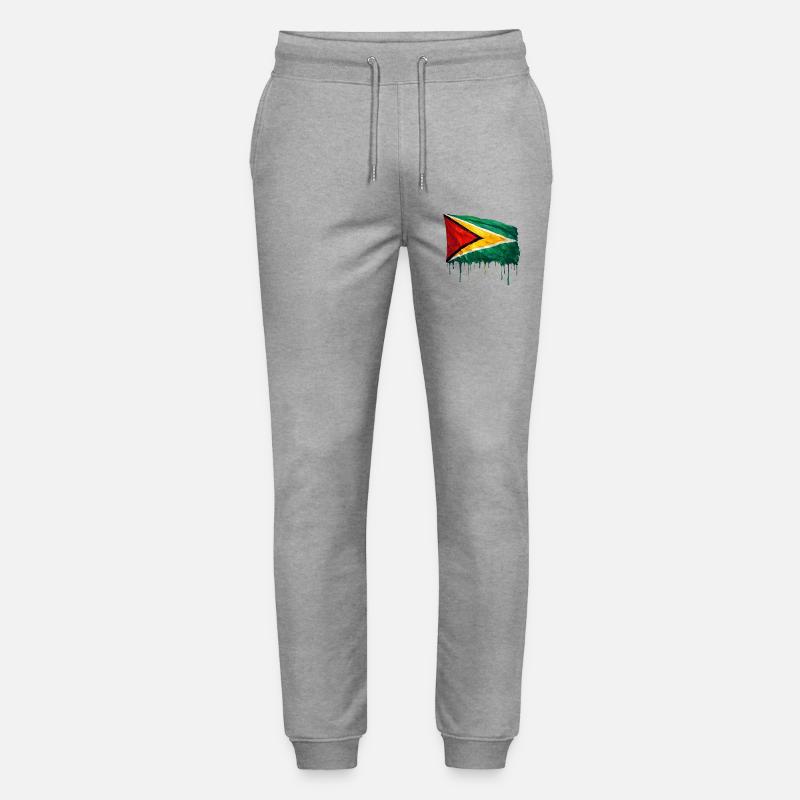Guyana Flagge Tropfenkunst - Stanley/Stella Unisex Bio Jogginghose Mover  - Grau meliert