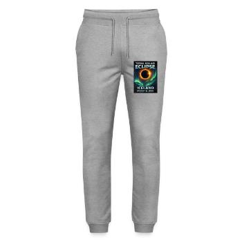 Total Solar Eclipse Iceland 2026 Reykjavik - Stanley/Stella Mover Unisex Organic Jogging Trousers - heather grey - Front - Marisol (170cm) & Nik (191cm)