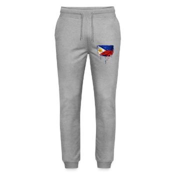 Philippines Flag Drop Art - Stanley/Stella Mover Unisex Organic Jogging Trousers - heather grey - Front - Marisol (170cm) & Nik (191cm)