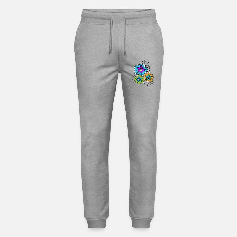 Farbenfrohe Blumen Blume Blumenstrauß Retro    - Stanley/Stella Unisex Bio Jogginghose Mover  - Grau meliert