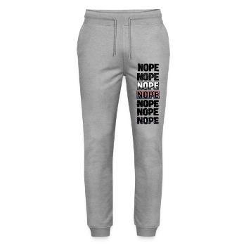 Nein, Neon-Glitch-Textstack - Stanley/Stella Unisex Bio Jogginghose Mover  - Grau meliert - Vorne - Marisol (170cm) & Nik (191cm)