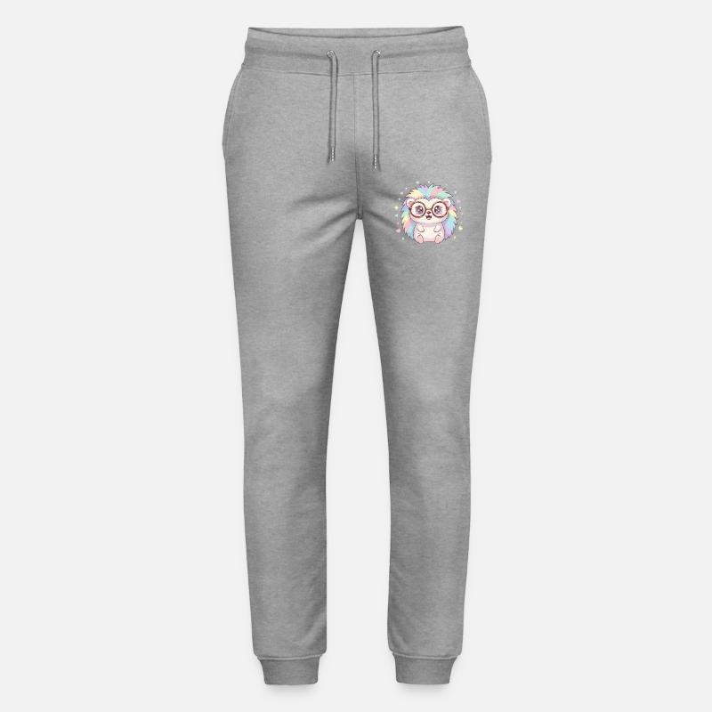 Hérisson arc-en-ciel avec des lunettes - Pantalon de jogging bio MOVER Stanley/Stella unisexe - gris chiné