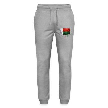 Madagascar Flag in Drop Art - Stanley/Stella Mover Unisex Organic Jogging Trousers - heather grey - Front - Marisol (170cm) & Nik (191cm)
