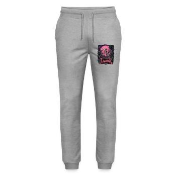 Neon Jungle Skeleton Moon Toast - Stanley/Stella Mover Unisex Organic Jogging Trousers - heather grey - Front - Marisol (170cm) & Nik (191cm)