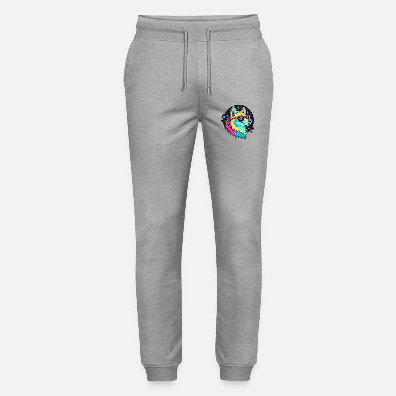 Neonwolf mit coolen Brillen - Stanley/Stella Unisex Bio Jogginghose Mover  - Grau meliert