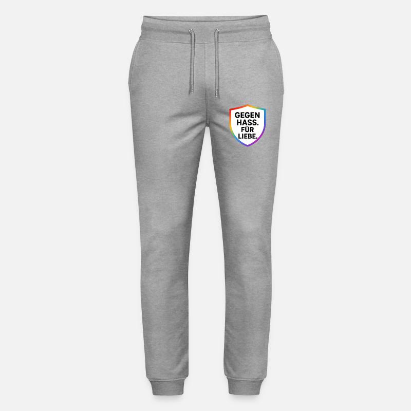 Against Hate for Love Shield - Stanley/Stella Mover Unisex Organic Jogging Trousers - heather grey