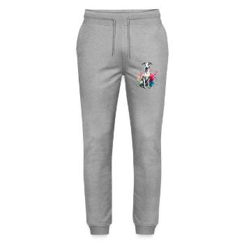 Windhund Geschenk - Stanley/Stella Unisex Bio Jogginghose Mover  - Grau meliert - Vorne - Marisol (170cm) & Nik (191cm)