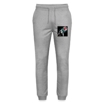 Wolf howls at the Full Moon - Stanley/Stella Mover Unisex Organic Jogging Trousers - heather grey - Front - Marisol (170cm) & Nik (191cm)