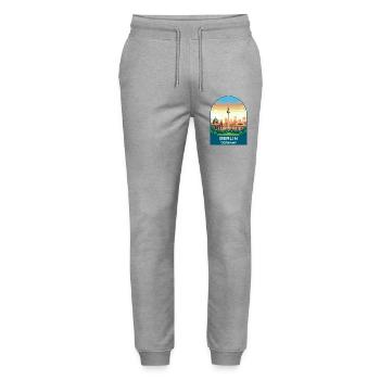 Berlin Germany TV Tower Vintage Travel Art - Stanley/Stella Mover Unisex Organic Jogging Trousers - heather grey - Front - Marisol (170cm) & Nik (191cm)