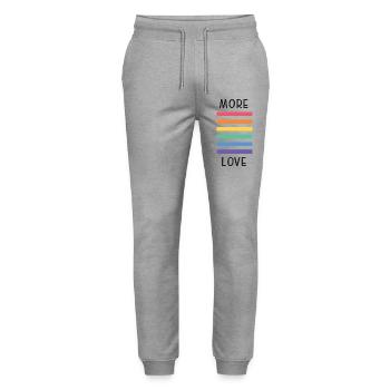 LGBT Pride Month - More Love - Stanley/Stella Mover Unisex Organic Jogging Trousers - heather grey - Front - Marisol (170cm) & Nik (191cm)