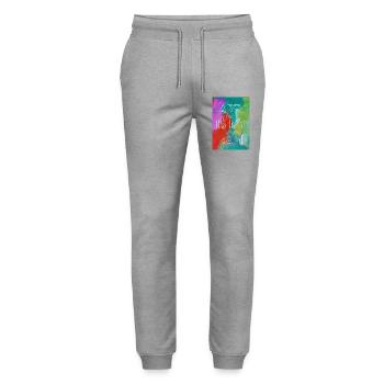 Art is my jam - Stanley/Stella Mover Unisex Organic Jogging Trousers - heather grey - Front - Marisol (170cm) & Nik (191cm)