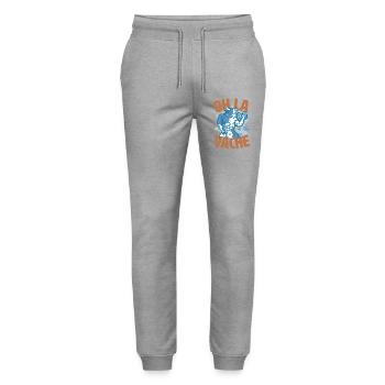 Oh la vache : pour les go muscu un peu goofy - Pantalon de jogging bio MOVER Stanley/Stella unisexe - gris chiné - Devant - Marisol (170cm) & Nik (191cm)
