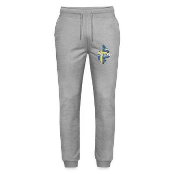 Jämtland in Sweden Province with Map Design - Stanley/Stella Mover Unisex Organic Jogging Trousers - heather grey - Front - Marisol (170cm) & Nik (191cm)