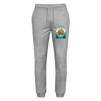Vienna Austria Vintage-Reiseplakat - Stanley/Stella Unisex Bio Jogginghose Mover  - Grau meliert - Vorne - Marisol (170cm) & Nik (191cm)