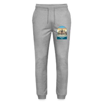 Venice Italy Vintage Travel Poster Art - Stanley/Stella Mover Unisex Organic Jogging Trousers - heather grey - Front - Marisol (170cm) & Nik (191cm)