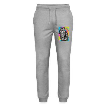 cat - Stanley/Stella Mover Unisex Organic Jogging Trousers - heather grey - Front - Marisol (170cm) & Nik (191cm)
