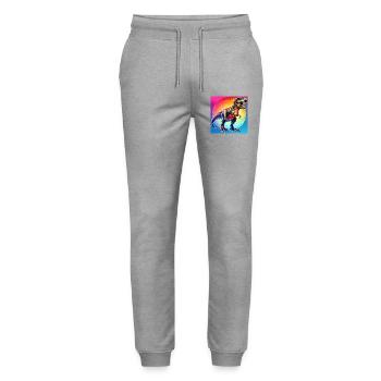 Dinosaurier - Stanley/Stella Unisex Bio Jogginghose Mover  - Grau meliert - Vorne - Marisol (170cm) & Nik (191cm)