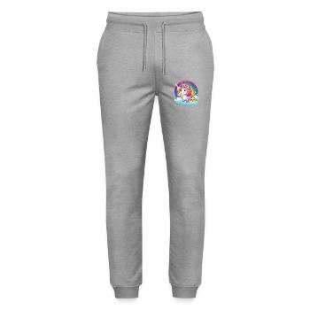 Rainbow Unicorn Celebration Glow - Stanley/Stella Mover Unisex Organic Jogging Trousers - heather grey - Front - Marisol (170cm) & Nik (191cm)