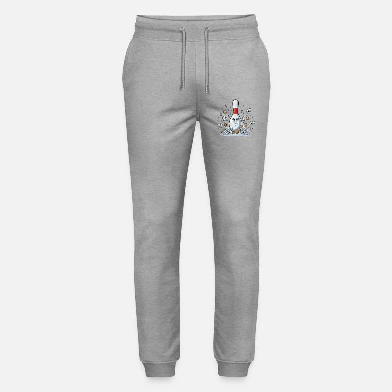 Exploding Bowling Pin Cartoon - Stanley/Stella Mover Unisex Organic Jogging Trousers - heather grey
