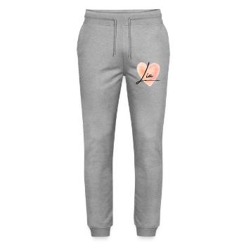 Lia Name für Mädchenname Baby Girl Baby Shower - Stanley/Stella Unisex Bio Jogginghose Mover  - Grau meliert - Vorne - Marisol (170cm) & Nik (191cm)