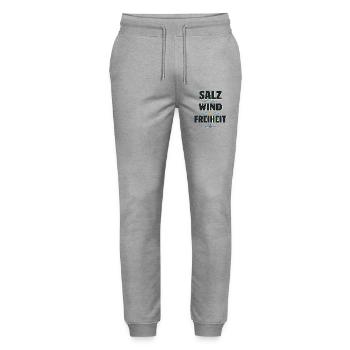 Salt Wind Freedom Maritime Coastal Saying - Stanley/Stella Mover Unisex Organic Jogging Trousers - heather grey - Front - Marisol (170cm) & Nik (191cm)