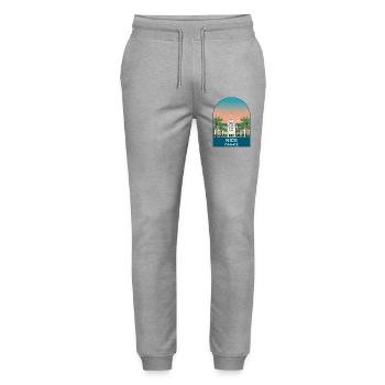 Nice France Riviera Vintage Travel Poster Art - Stanley/Stella Mover Unisex Organic Jogging Trousers - heather grey - Front - Marisol (170cm) & Nik (191cm)