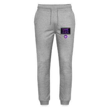 Game Over Skull Pixel Art - Stanley/Stella Mover Unisex Organic Jogging Trousers - heather grey - Front - Marisol (170cm) & Nik (191cm)