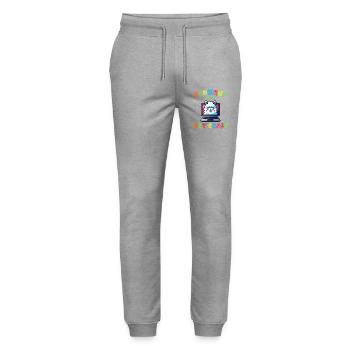 Lama sur ordinateur – Dernière année - Pantalon de jogging bio MOVER Stanley/Stella unisexe - gris chiné - Devant - Marisol (170cm) & Nik (191cm)