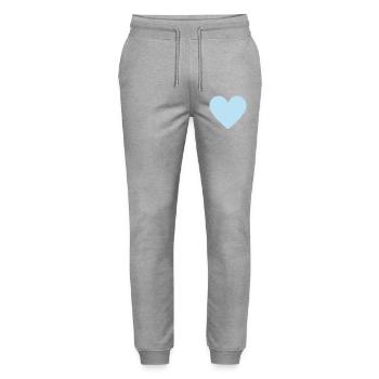 Pastel blue heart motif minimalist look - Stanley/Stella Mover Unisex Organic Jogging Trousers - heather grey - Front - Marisol (170cm) & Nik (191cm)