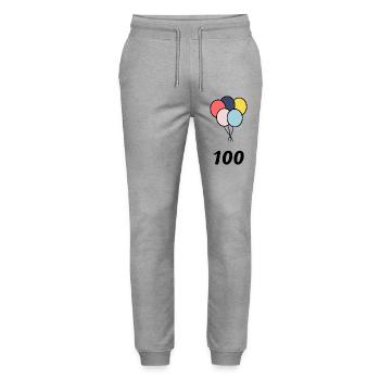 100. 100 JAHRE. 100-JÄHRIGES JUBILÄUM. GEBURTSTAG 100 - Stanley/Stella Unisex Bio Jogginghose Mover  - Grau meliert - Vorne - Marisol (170cm) & Nik (191cm)